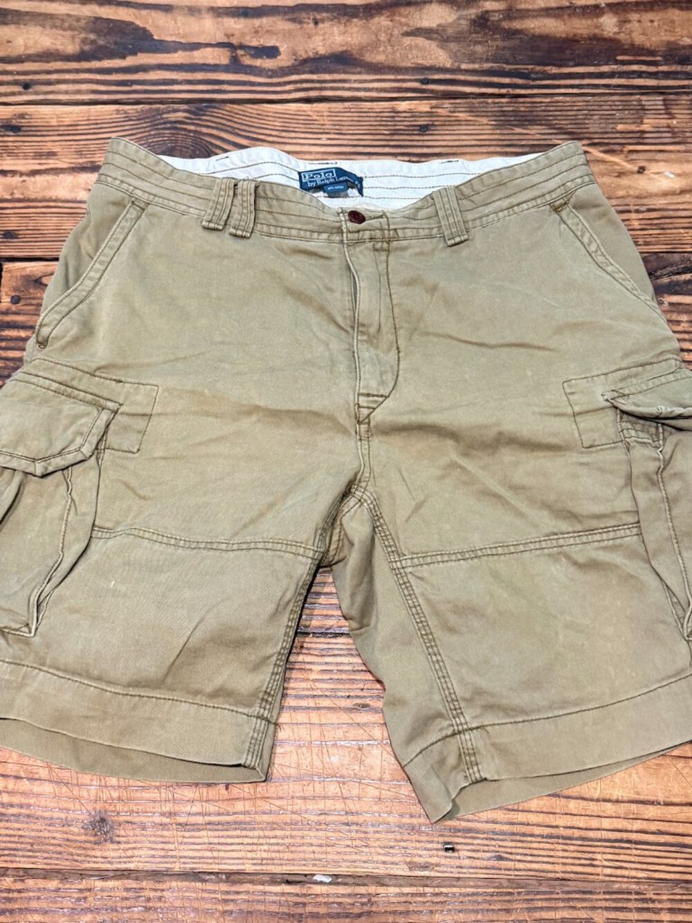 VINTAGE Polo Ralph Lauren Cargo Shorts Mens Size 38 Classic Chino Flat Front Y2K